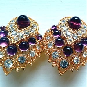 Vintage Nolan Miller Amethyst Crystal Clip Earings